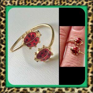 👑✅PRICE FIRM✅ Genuine 14 kt Gold Ladybug Ring
